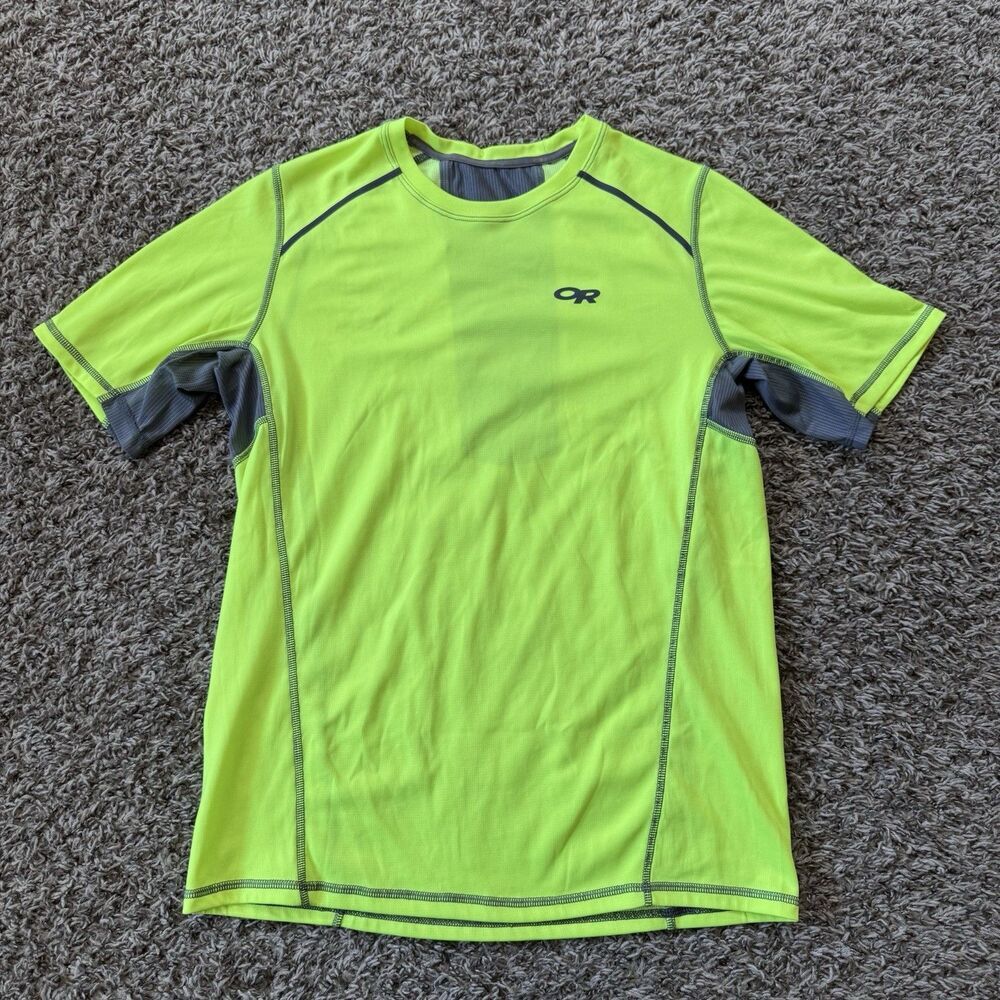 Outdoor Research Octane Shirt Mens S Yellow Short Sleeve Performance Running Tee